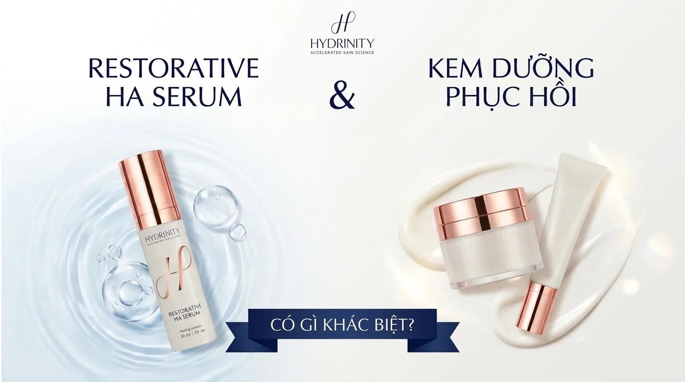 So Sánh Hydrinity Restorative HA Serum & Kem Dưỡng Phục Hồi: Đâu Là Giải Pháp Cấp Ẩm Da Tối Ưu?